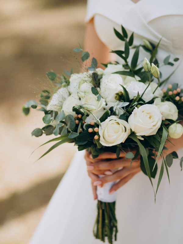 Bride holding her wedding bouquet